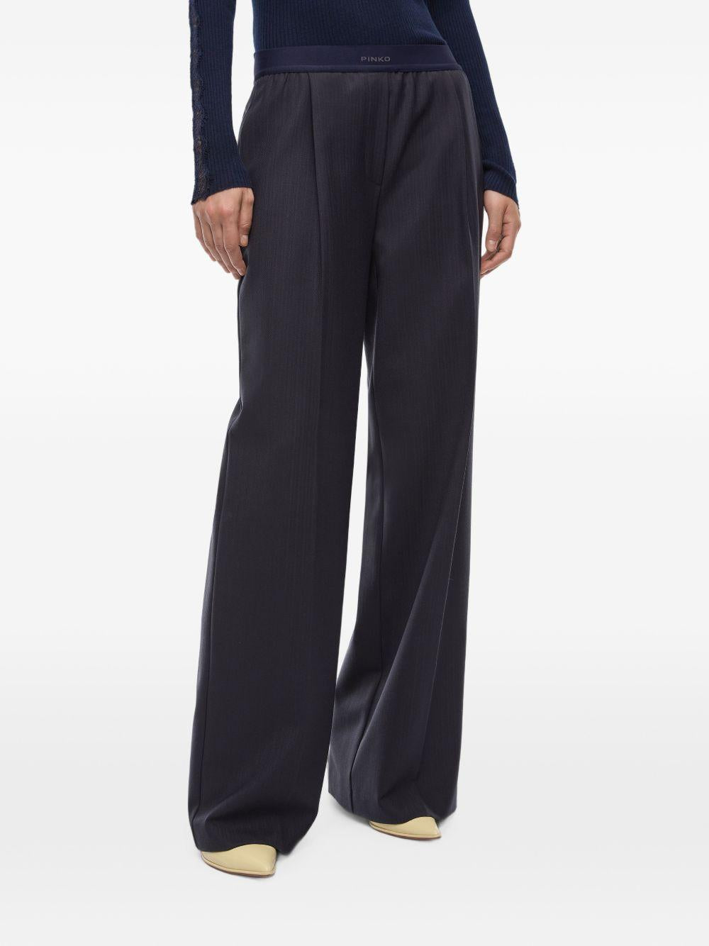 PINKO Pantaloni gessati Phaius con elastico in vita