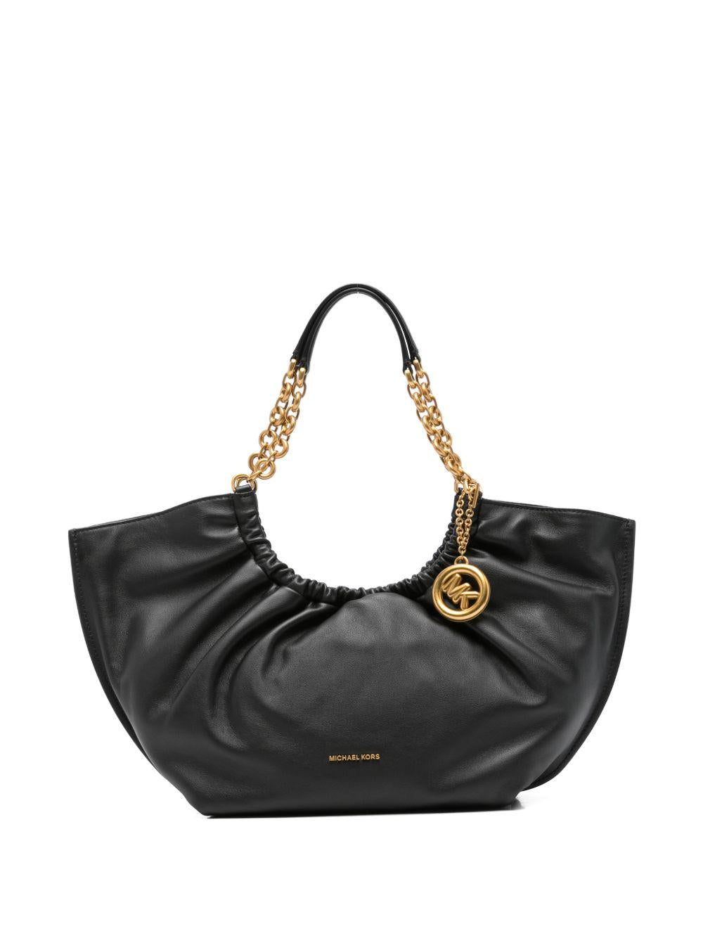 MICHAEL KORS Borsa hobo in pelle nera con charm MK