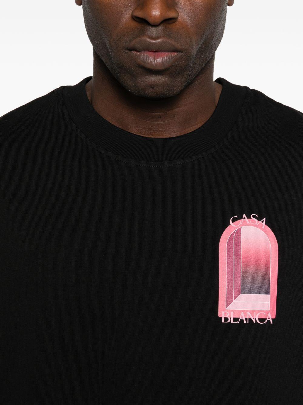 CASABLANCA T-shirt con stampa grafica in cotone nero