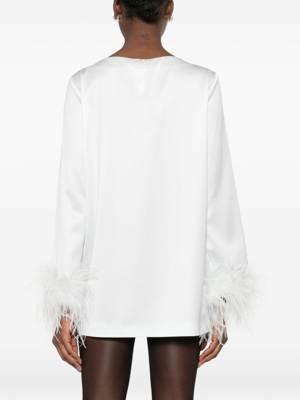 TWINSET Blusa con dettagli in piume verde acqua