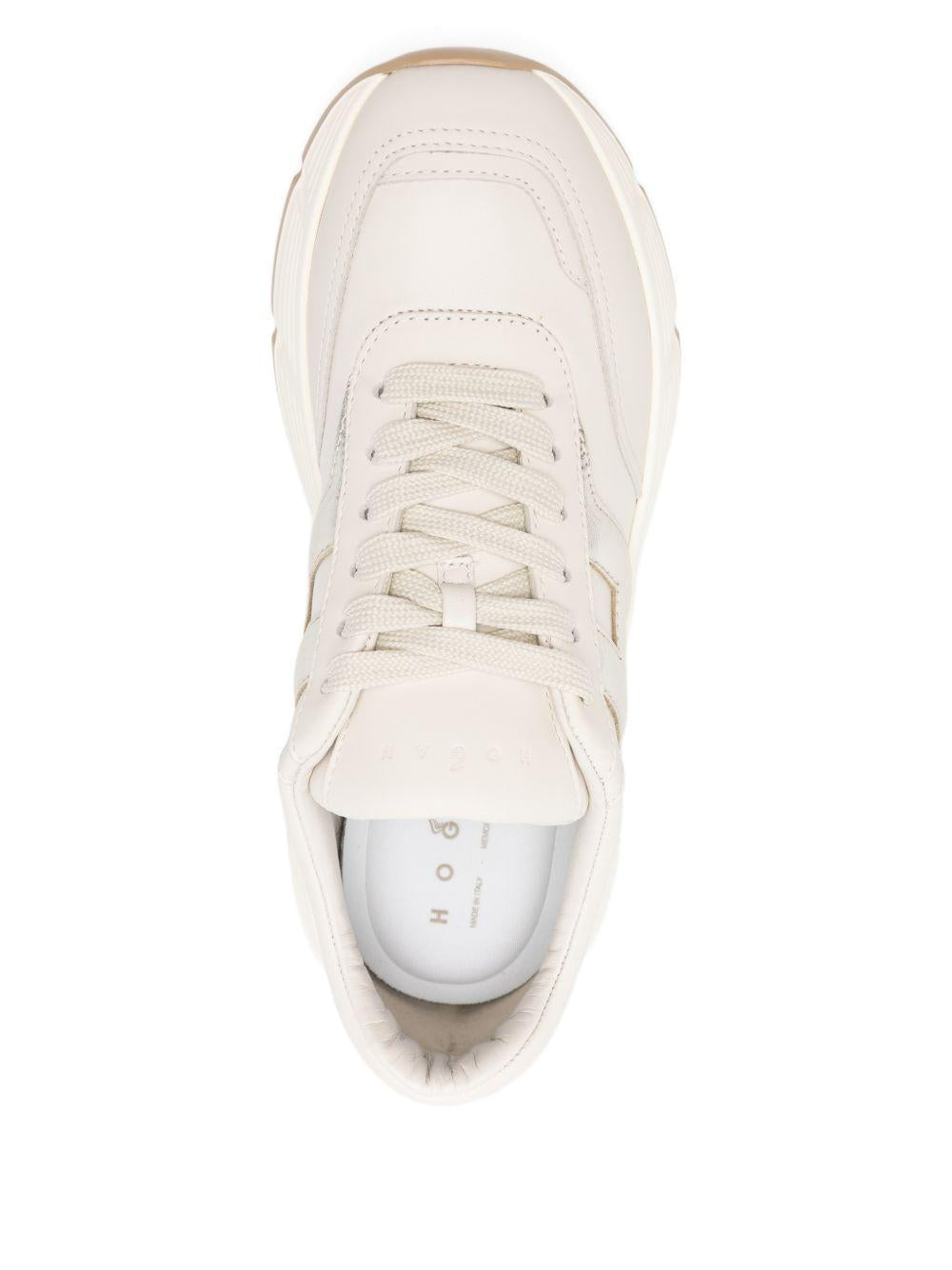HOGAN Sneakers Hi-Fi in pelle avorio e argento