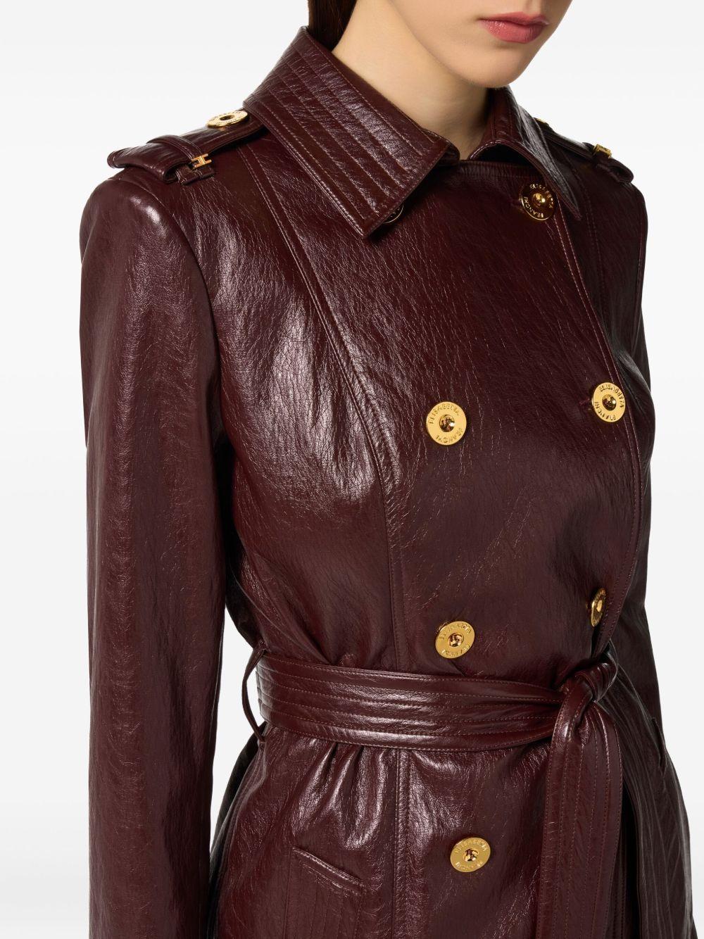 ELISABETTA FRANCHI Trench in pelle borgogna