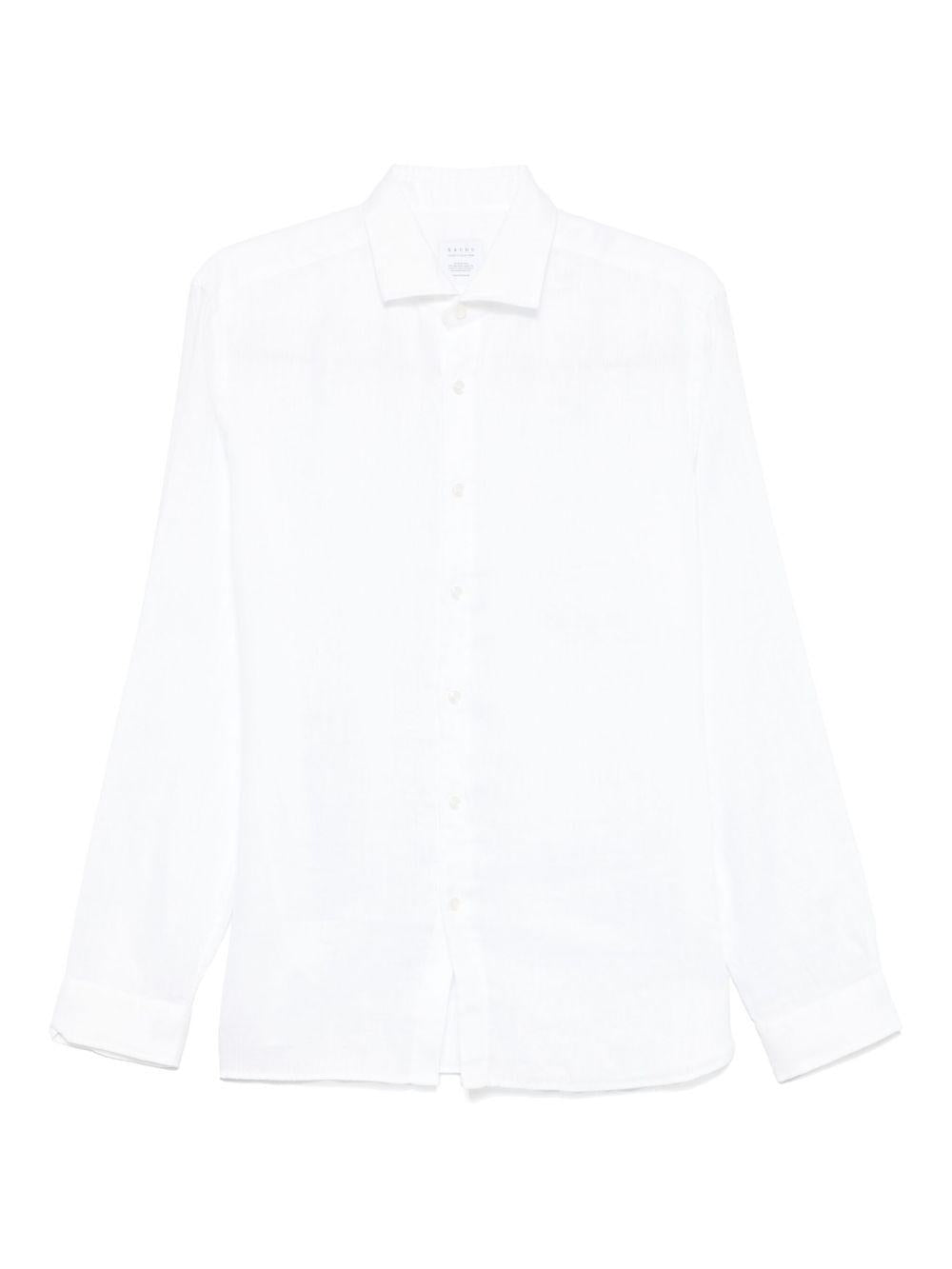 XACUS Camicia in lino bianca con collo cutaway