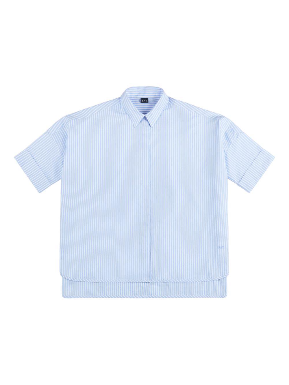 FAY Camicia in cotone elasticizzato a righe azzurre