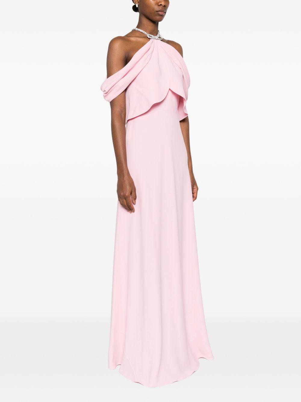 ALBERTA FERRETTI Abito lungo rosa con scollo halter