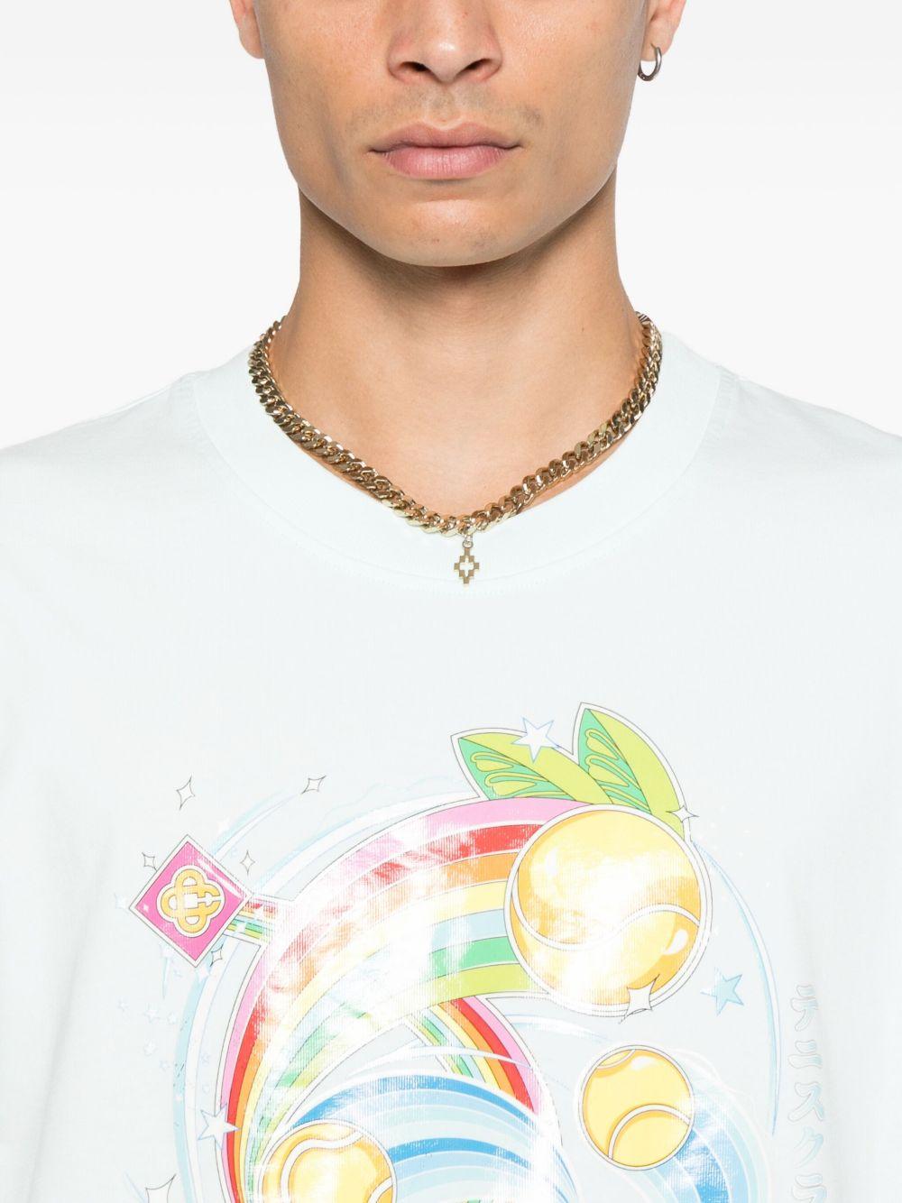 CASABLANCA T-shirt a manche corte in cotone azzurro con stampa grafica