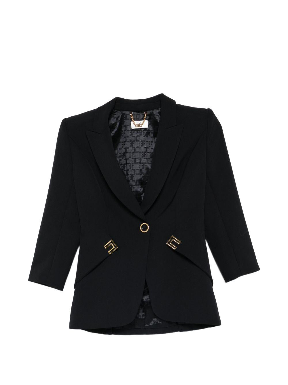 ELISABETTA FRANCHI Giacca blazer nera con maniche a 3/4