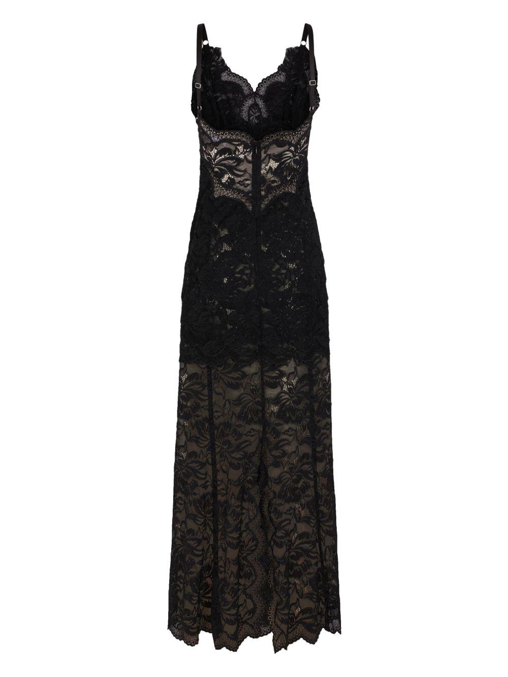 RABANNE Abito lungo in pizzo nero