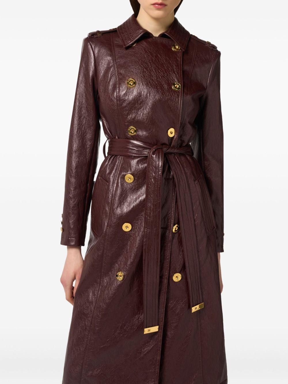 ELISABETTA FRANCHI Trench in pelle borgogna