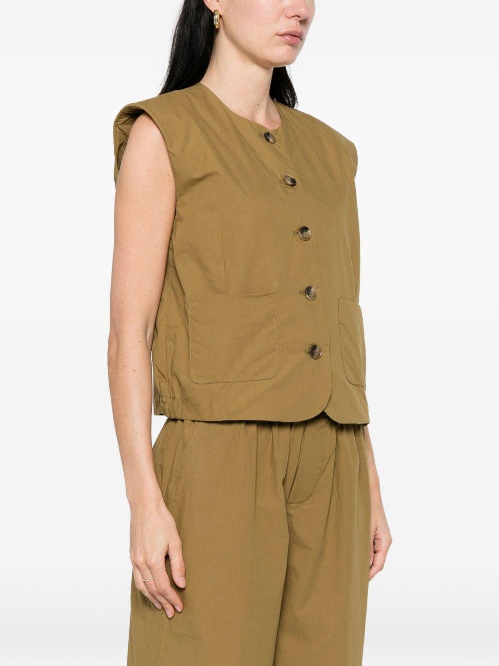 YERSE Gilet Carli in cotone cachi