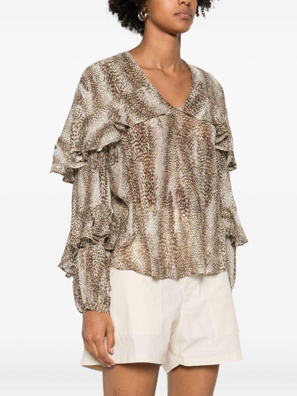 TWINSET Blusa con scollo a V e stampa animalier