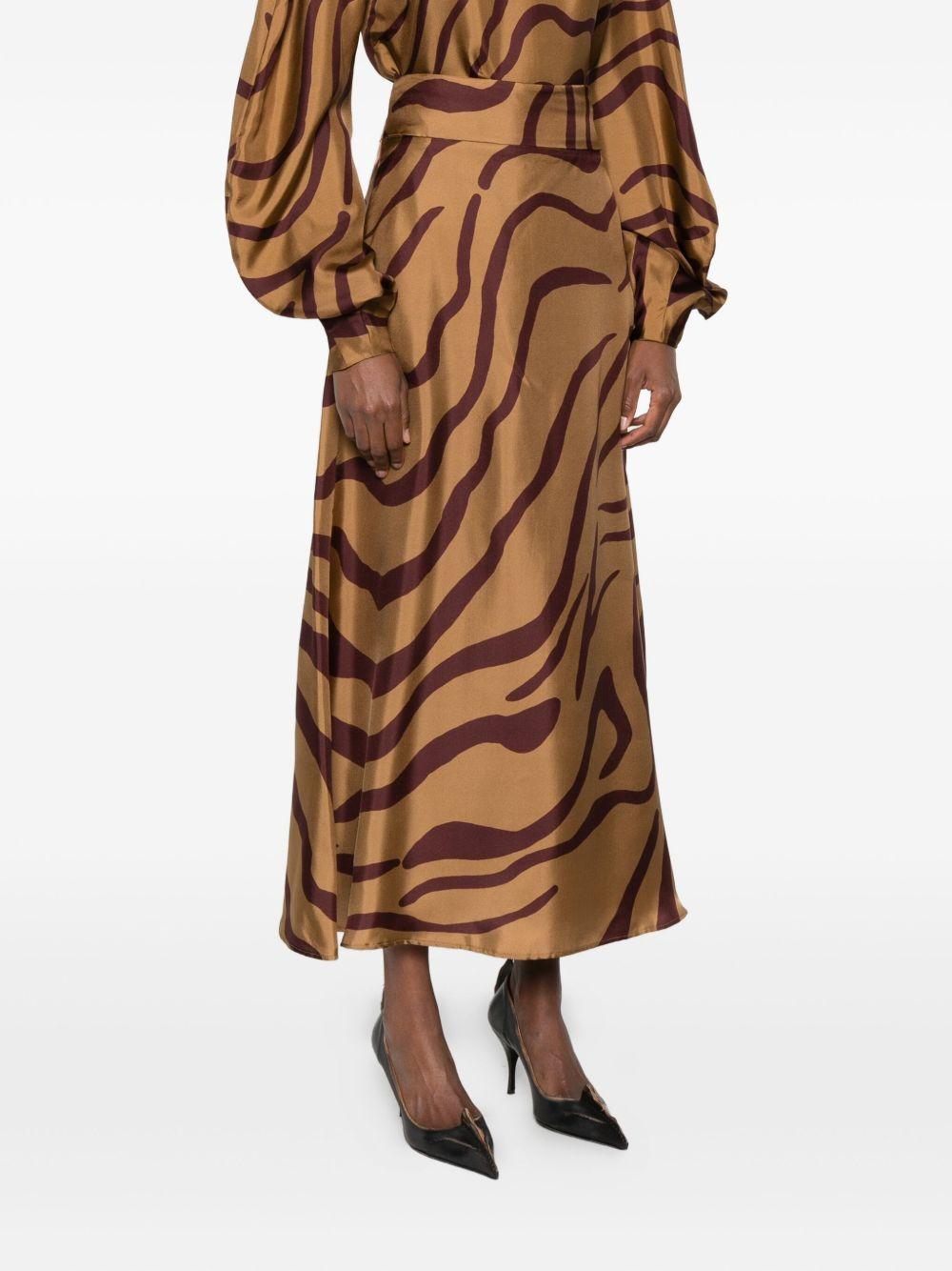 RAQUEL DINIZ Gonna midi in seta zebrata