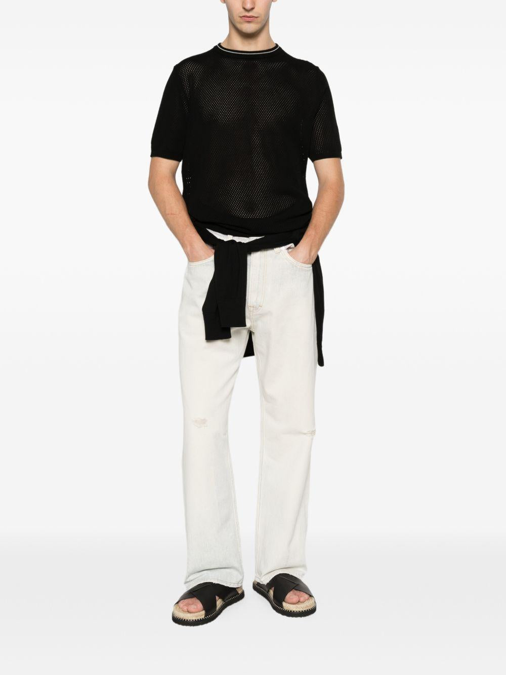 AMARANTO Maglia girocollo a maniche corte con effetto traforato