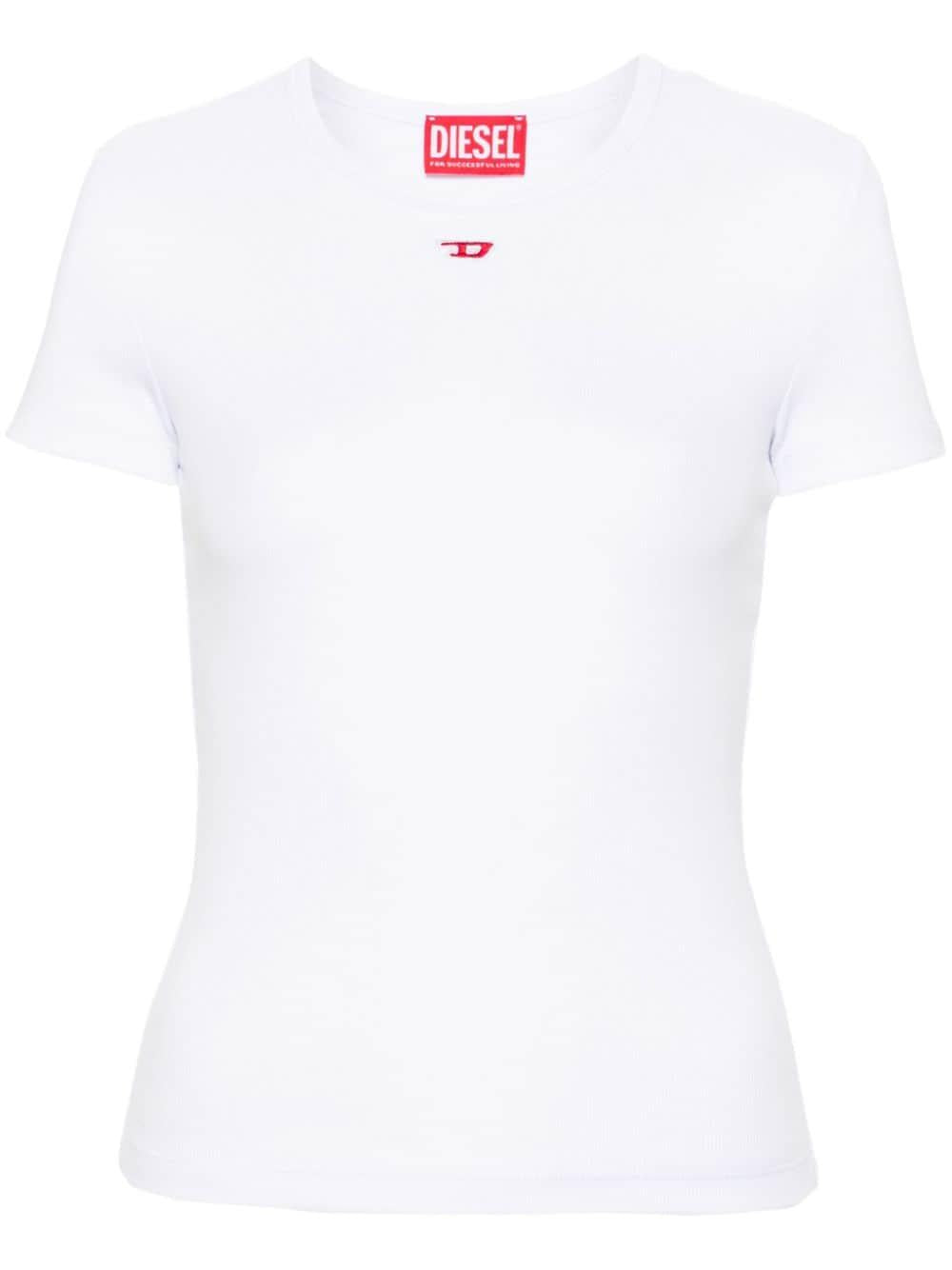 DIESEL T-shirt bianca in cotone stretch con logo