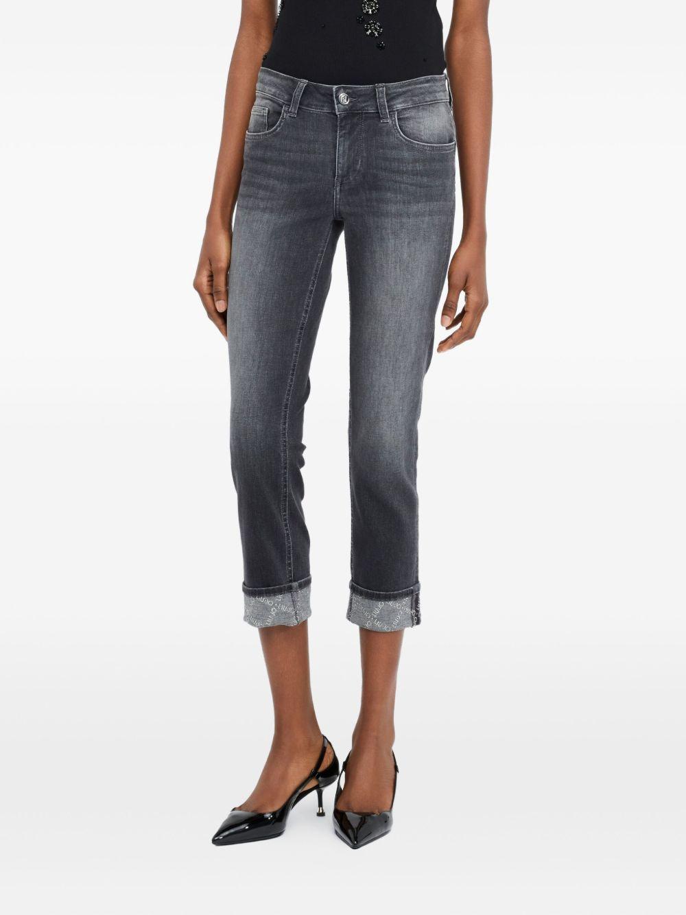 LIUJO Jeans grigio scuro con risvolto