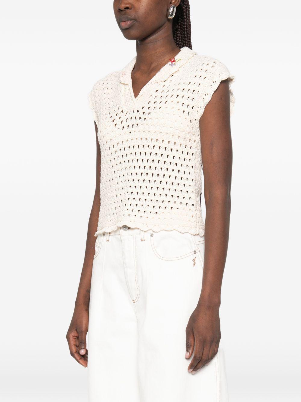 FORTE FORTE Top panna in crochet di cotone