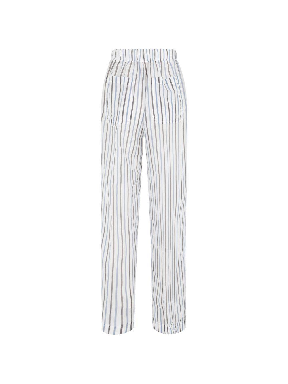 SEMICOUTURE Pantaloni in cotone misto seta a righe con coulisse