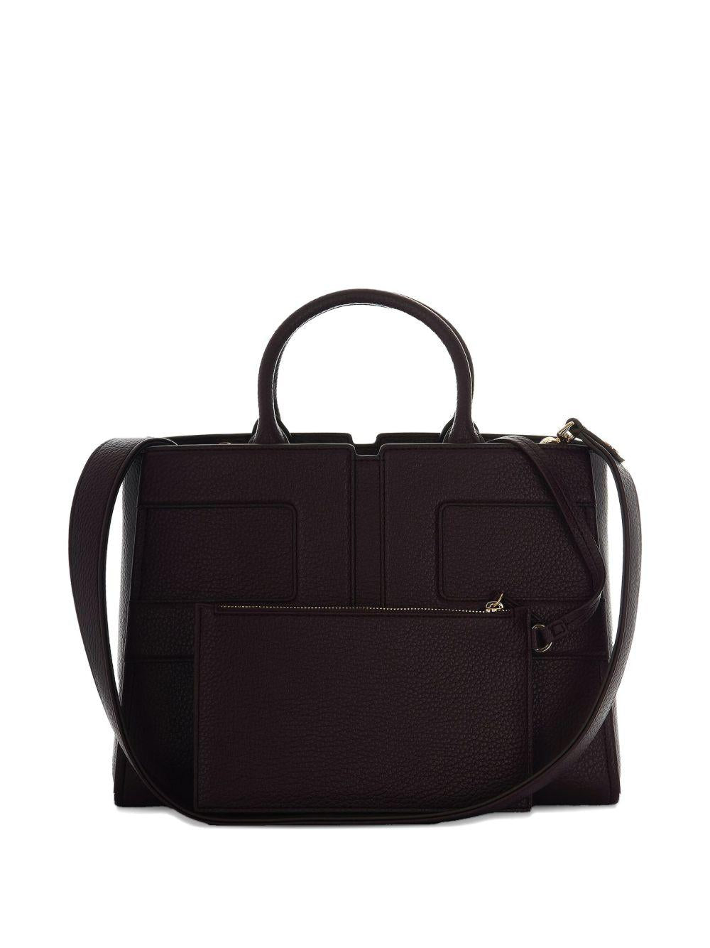 ELISABETTA FRANCHI Borsa tote burgundy con logo in rilievo