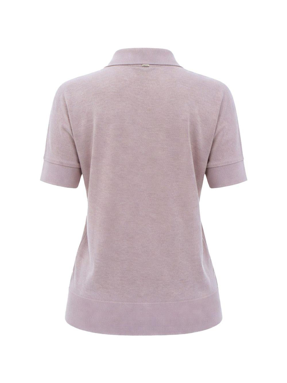 HERNO Polo a maniche corte in cotone rosa