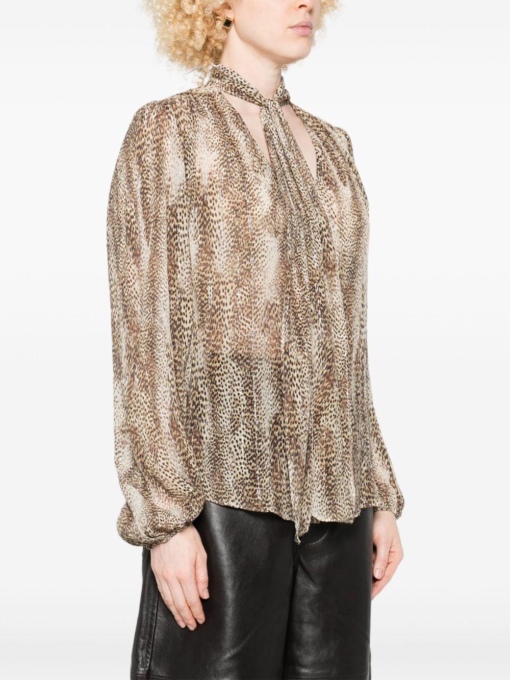 TWINSET Blusa con collo lavallière e stampa animalier