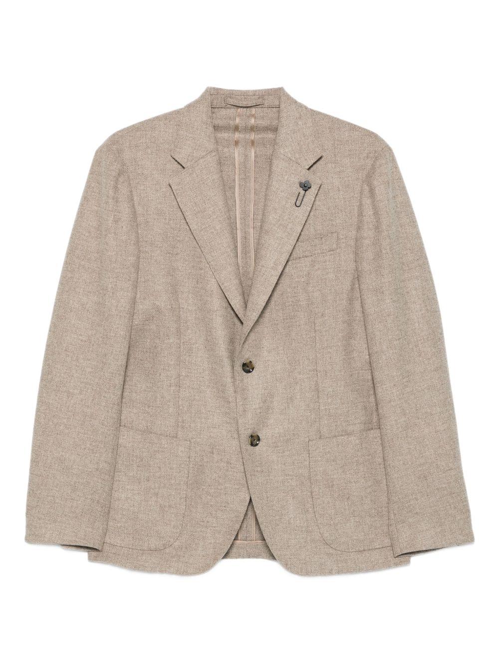 LARDINI Blazer sartoriale monopetto in cashmere e lana beige