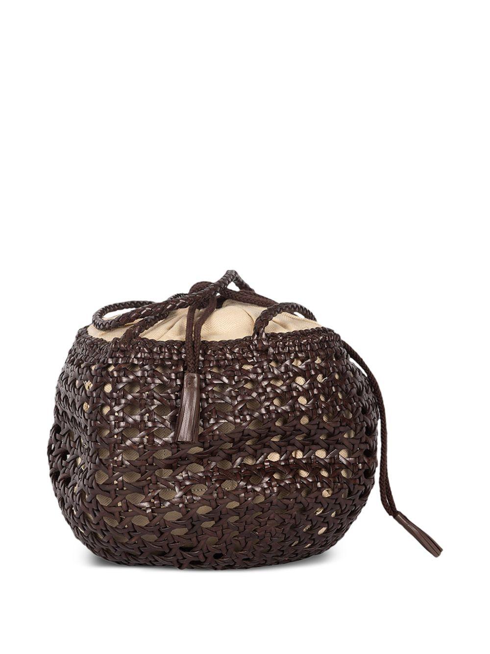 DRAGON DIFFUSION Borsa a spalla Juventus intrecciata in pelle marrone