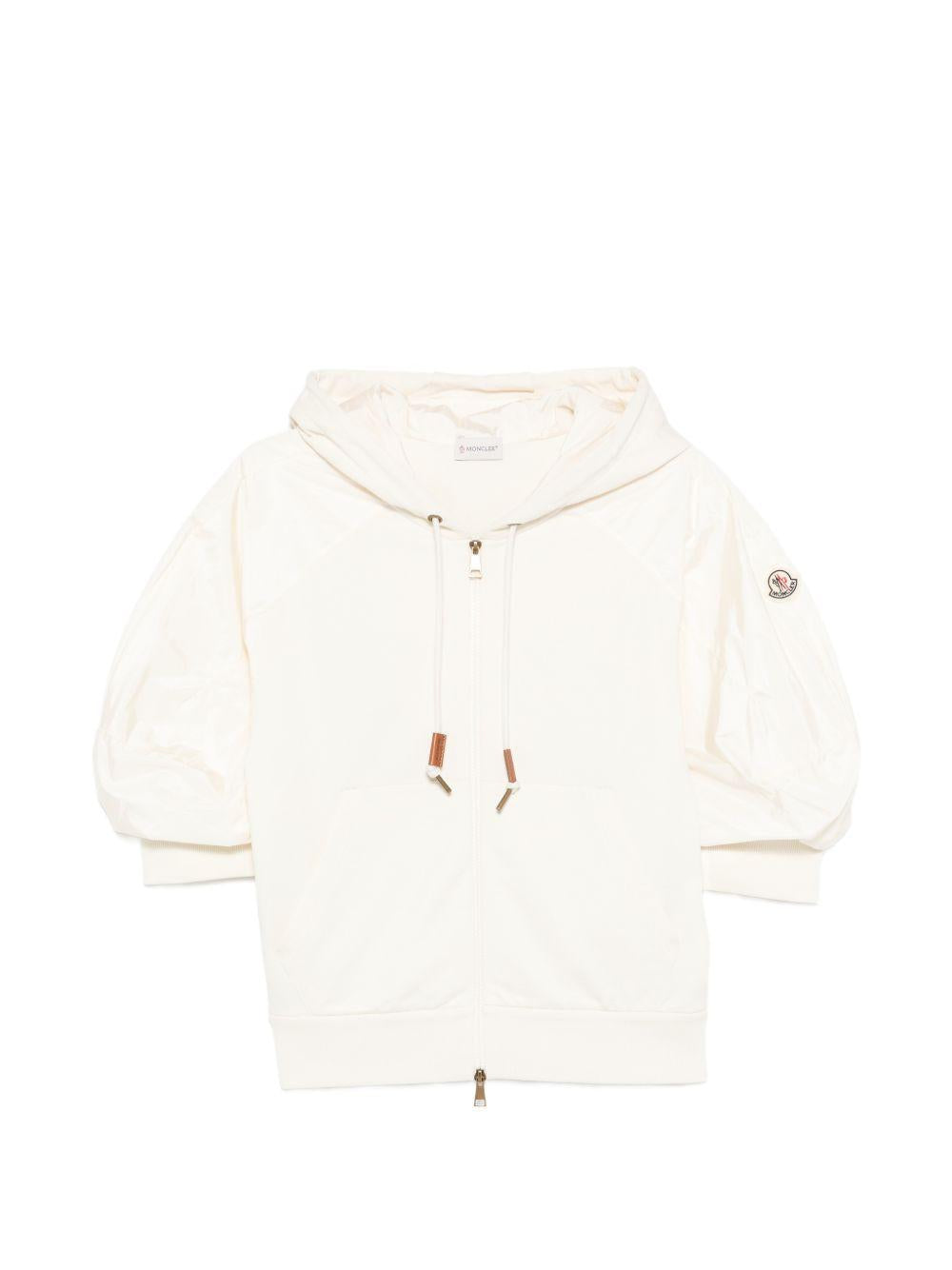 MONCLER Beige sweater with hood and puff sleeves<BR/>