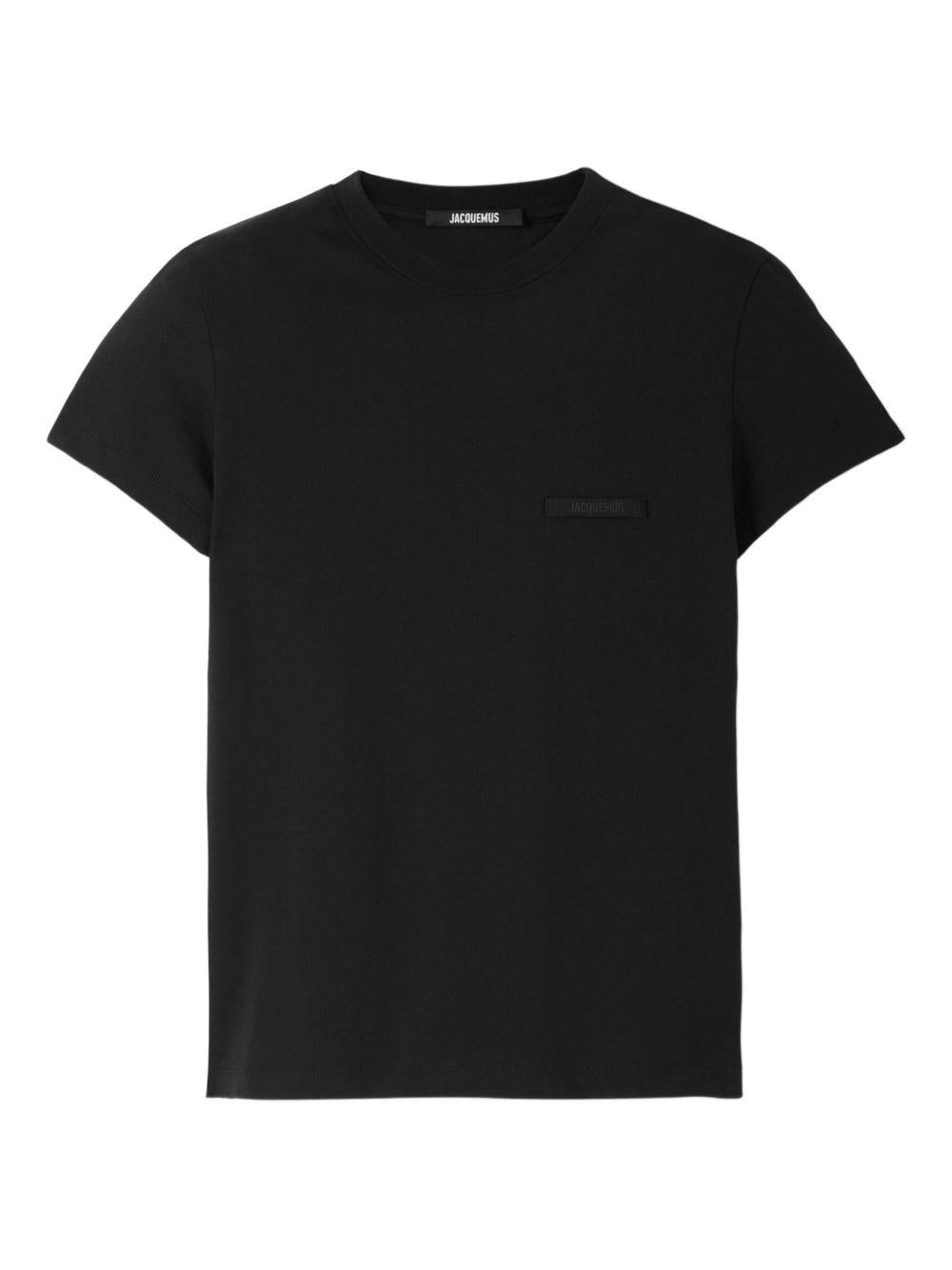 JACQUEMUS T-shirt Gros Grain nera in cotone con logo