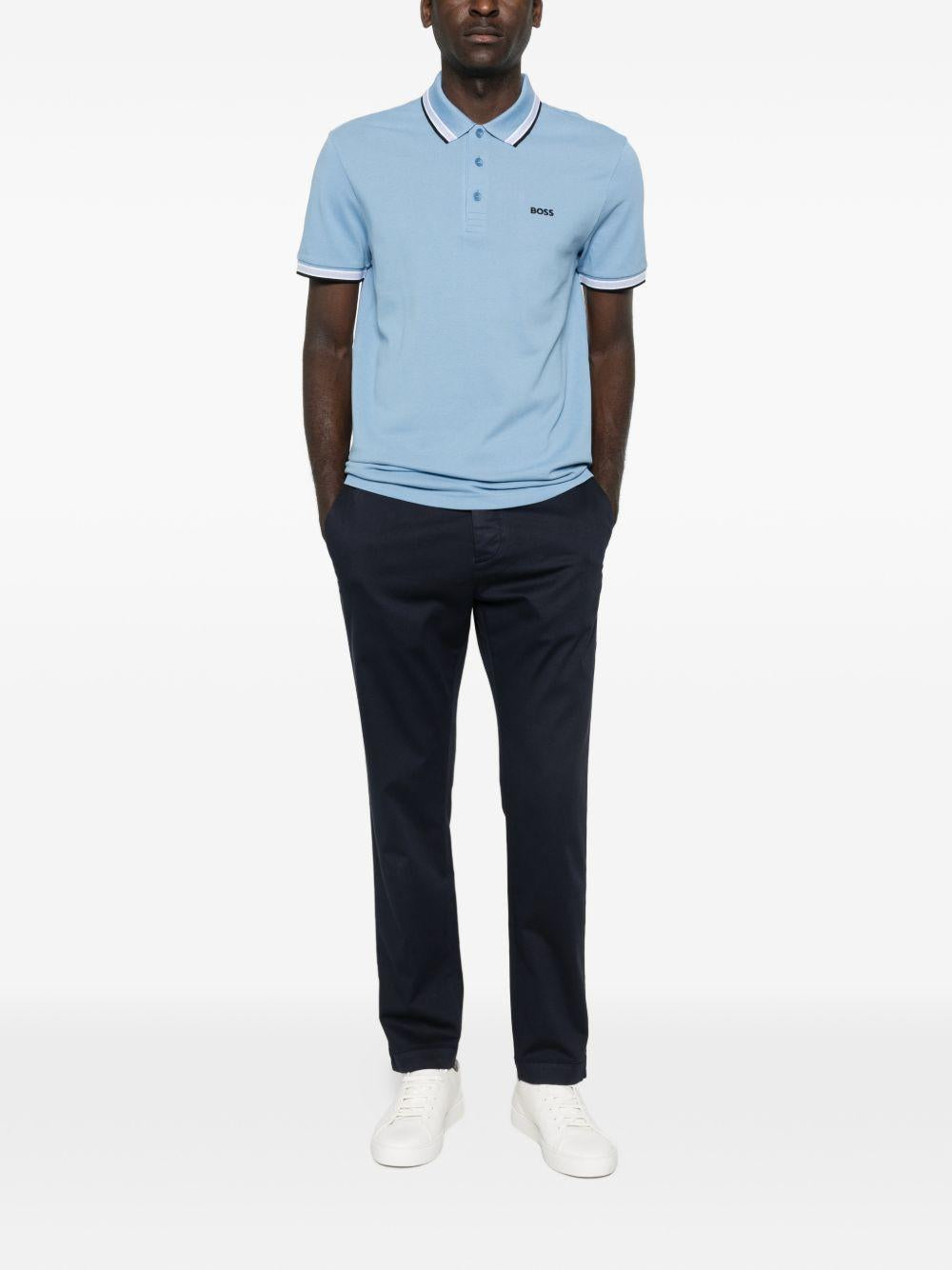 JACOB COHEN Pantaloni blu scuro in cotone con chiusura a bottoni