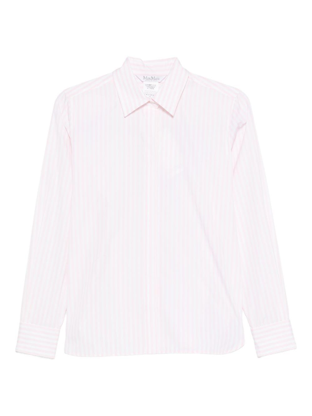 MAX MARA Camicia di cotone rosa a righe bianche