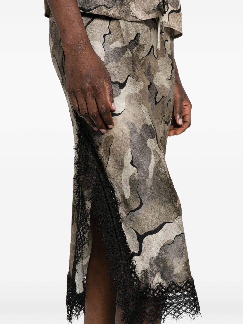 PINKO Gonna longuette Ambrato con dettagli in pizzo nero