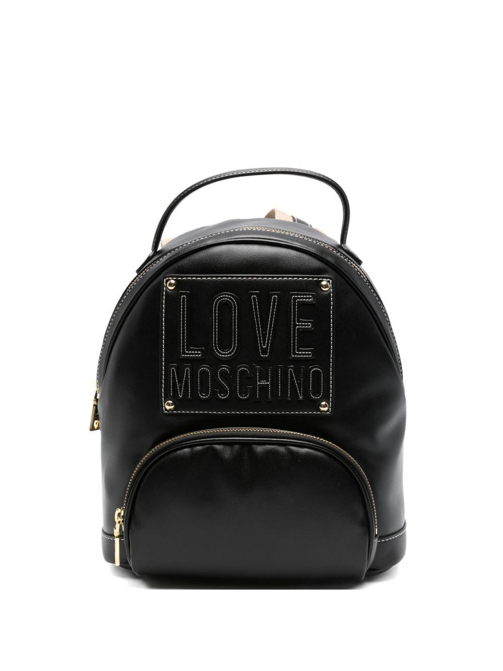 LOVE MOSCHINO Borsa nera a mano con logo patch