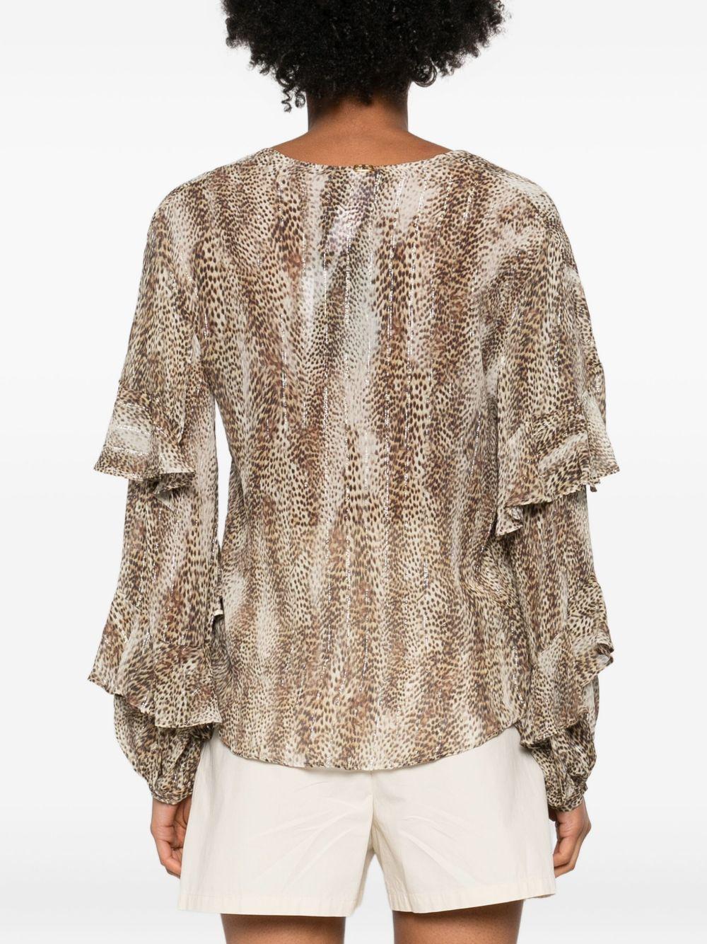 TWINSET Blusa con scollo a V e stampa animalier
