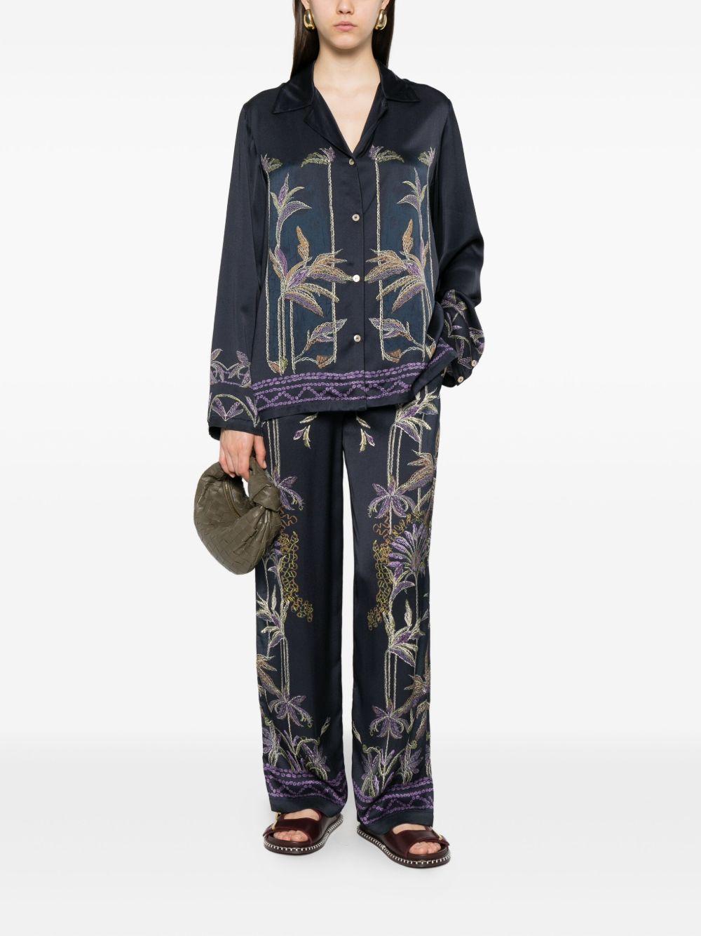 FORTE FORTE Pantaloni blu con stampa