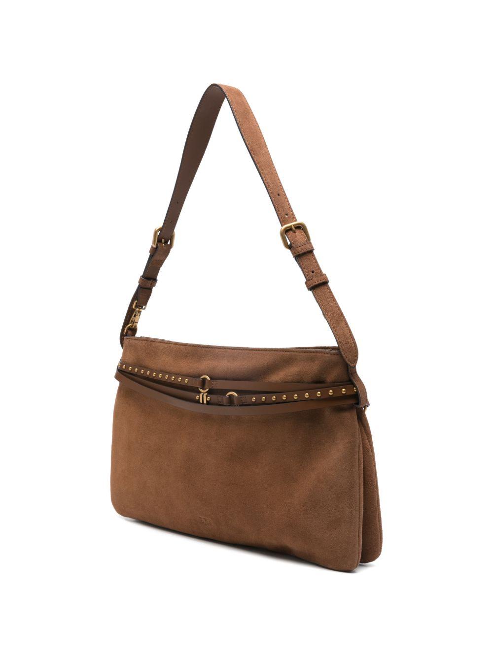PINKO Borsa a spalla Belt Bag in pelle scamosciata marrone