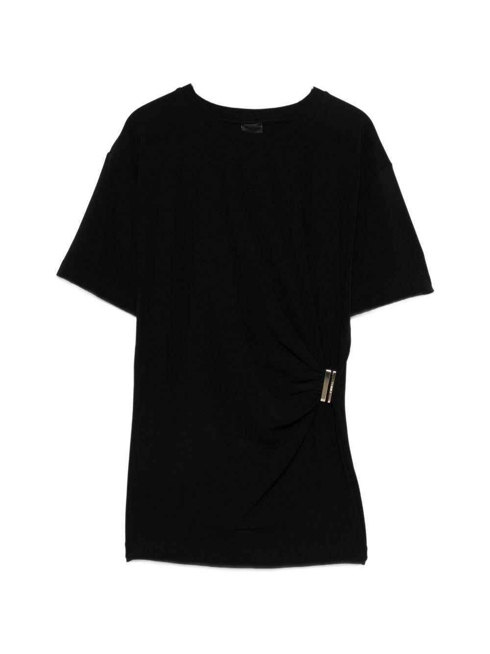 PINKO T-shirt Mary nera con spilla