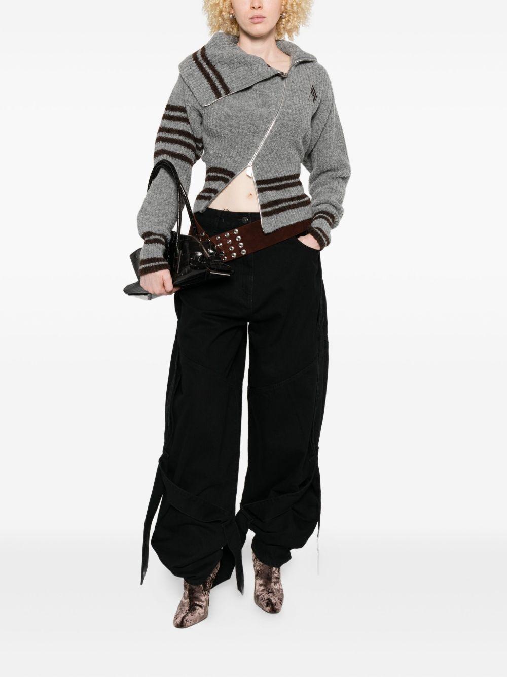 THE ATTICO Cardigan a righe con chiusura asimmetrica