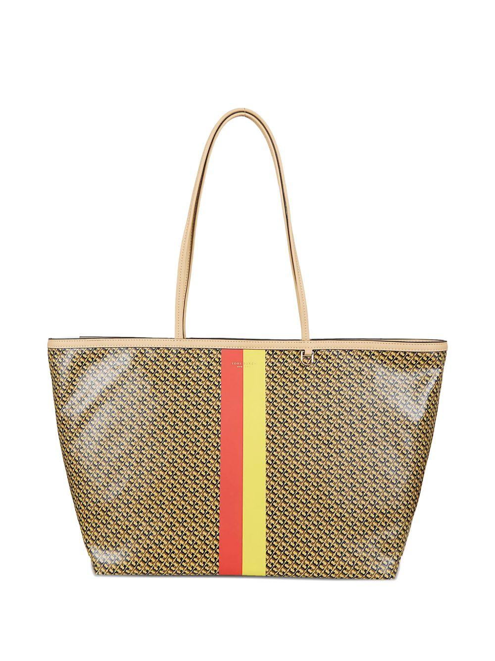 TORY BURCH Borsa marrone/multicolore con stampa logo