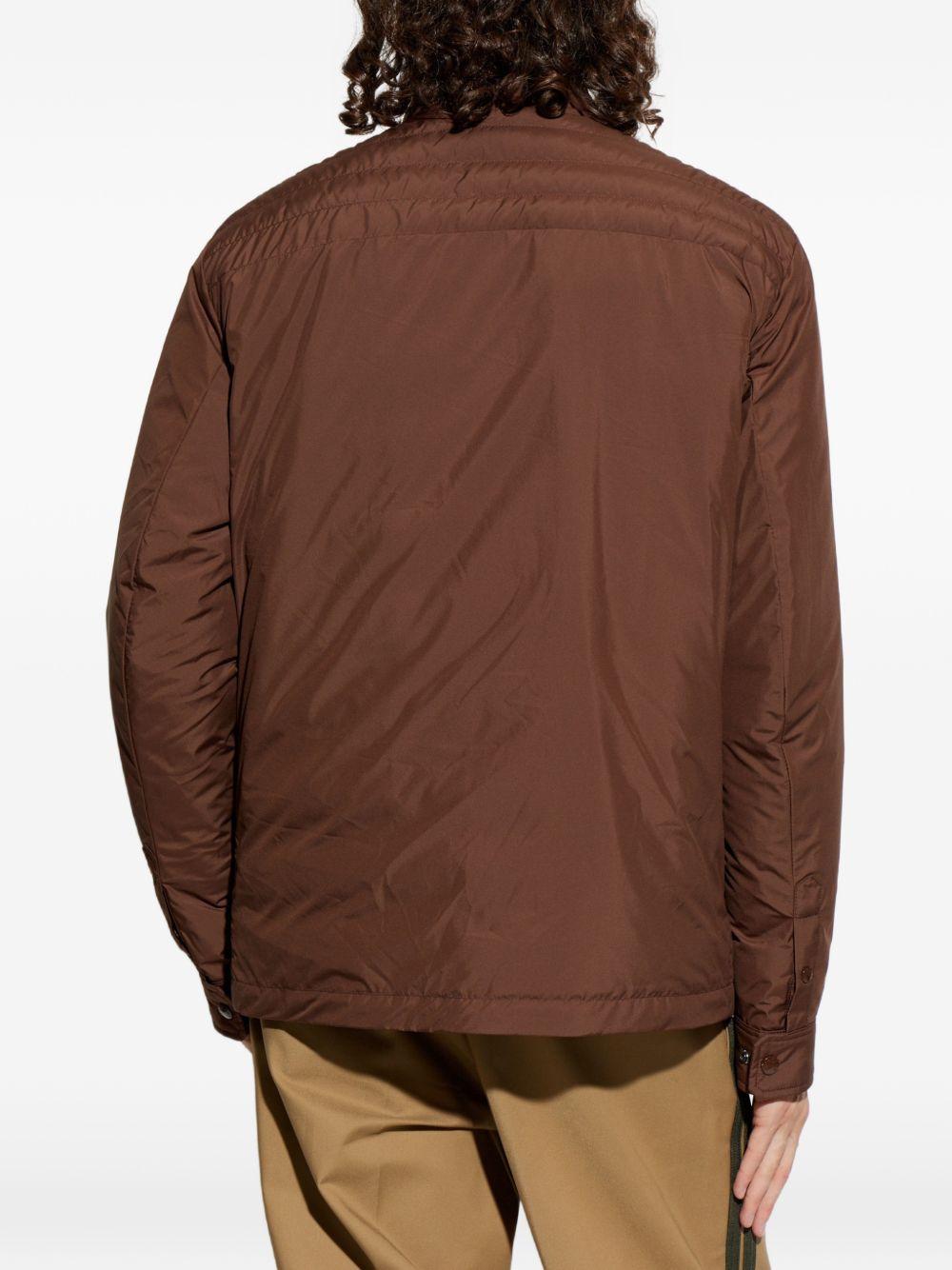 MONCLER Piumino corto Vnorviane marrone trapuntato con tasche