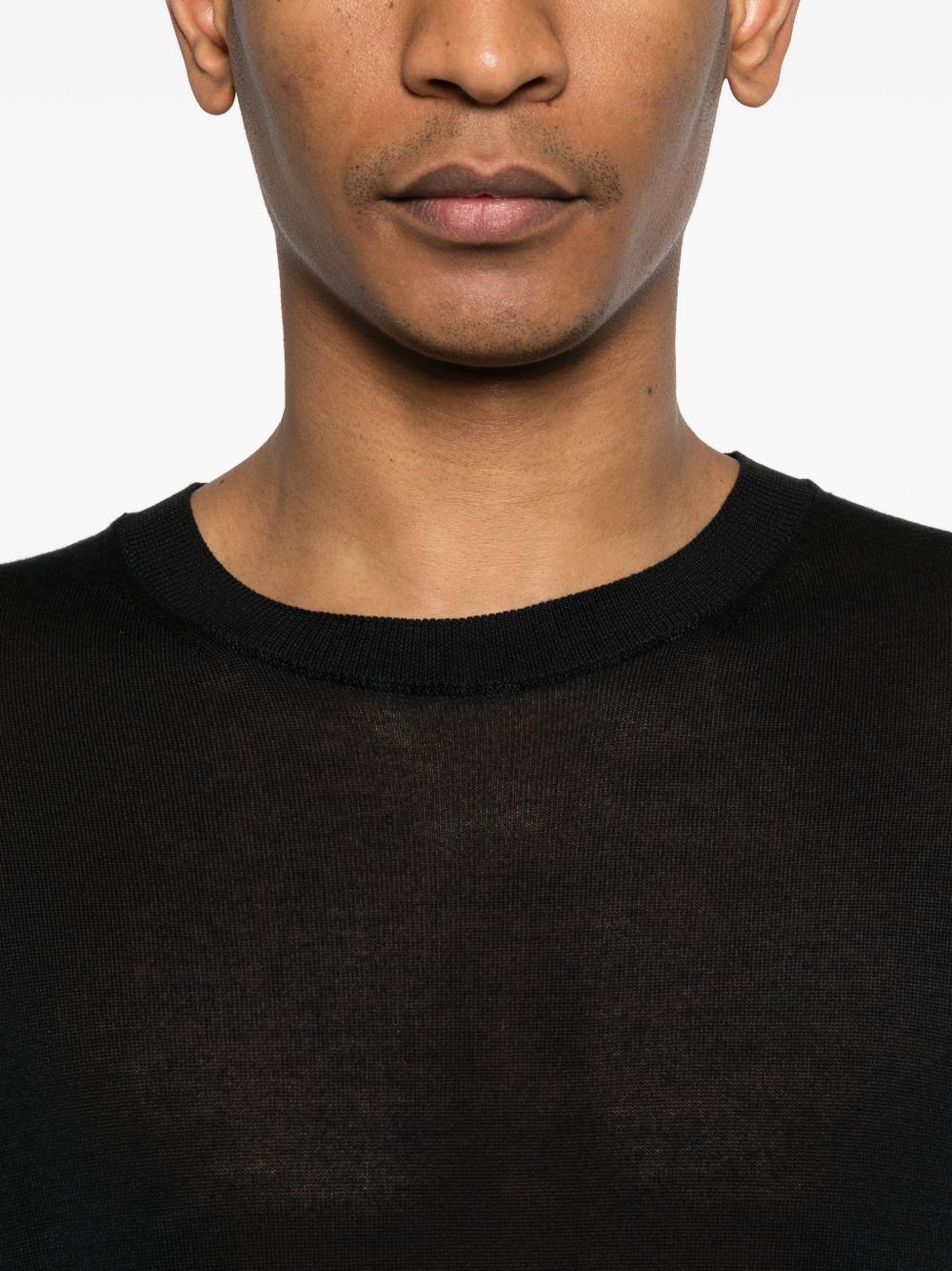 SEVEN GAUGE Maglia in cotone nero girocollo