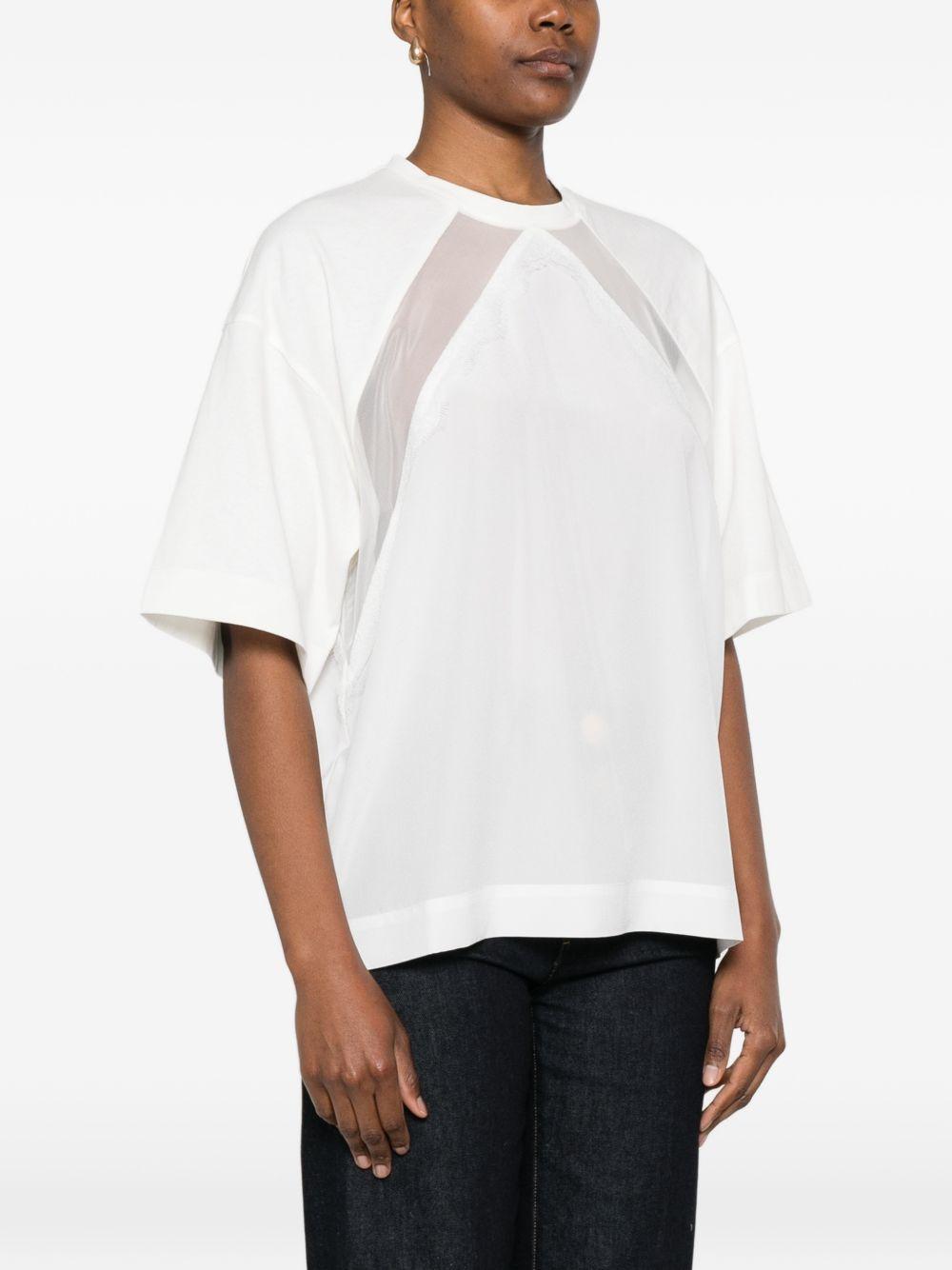 PINKO T-shirt Stephanie bianca con inserti trasparenti