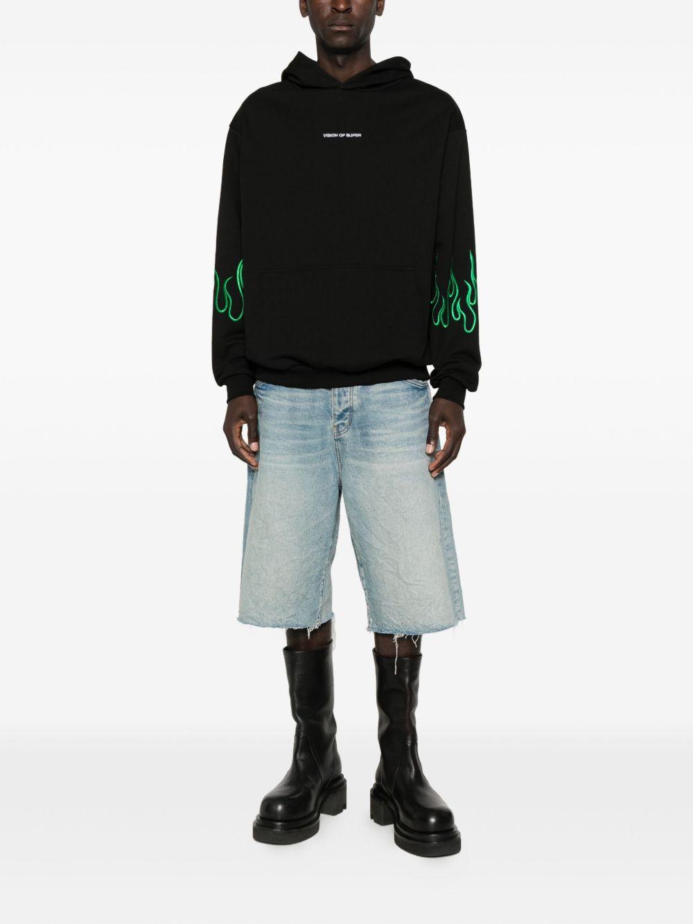 VISION OF SUPER Felpa nera con fiamma sulle maniche
