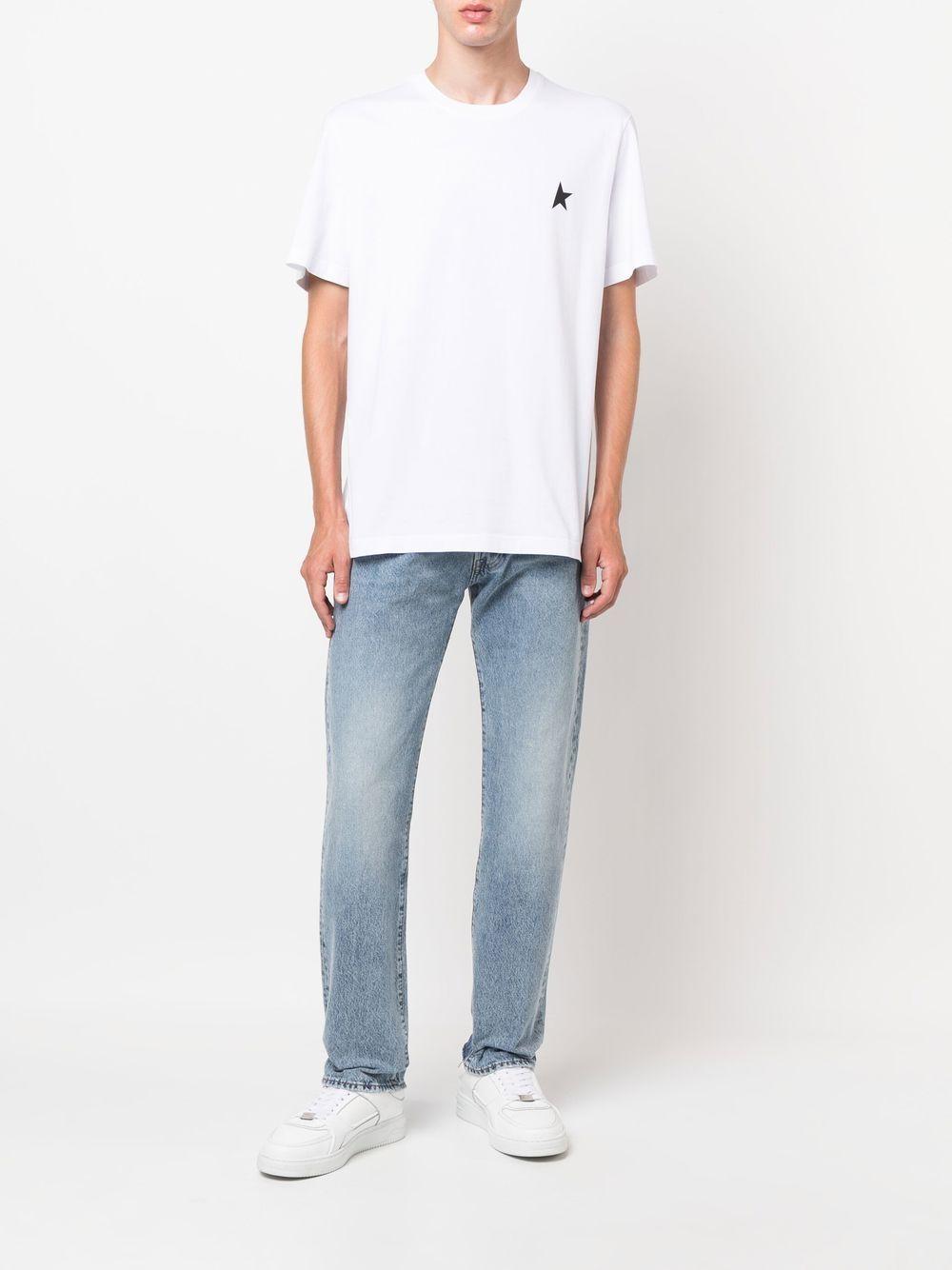 GOLDEN GOOSE T-shirt in cotone bianco con logo iconico a stella nero