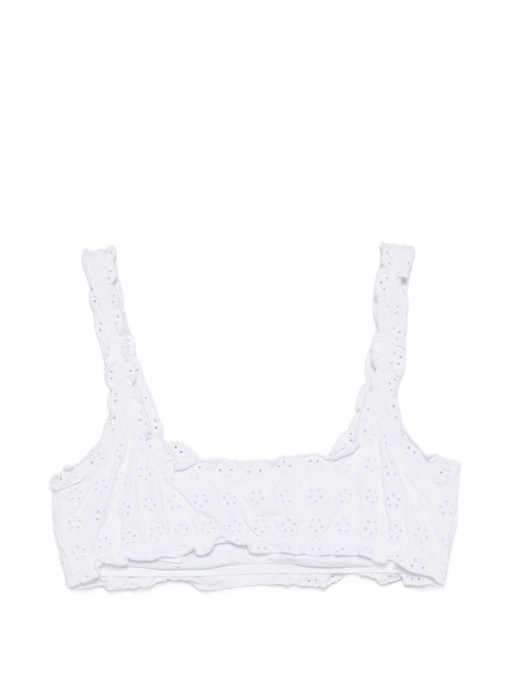 POLO RALPH LAUREN Top bikini in San Gallo bianco