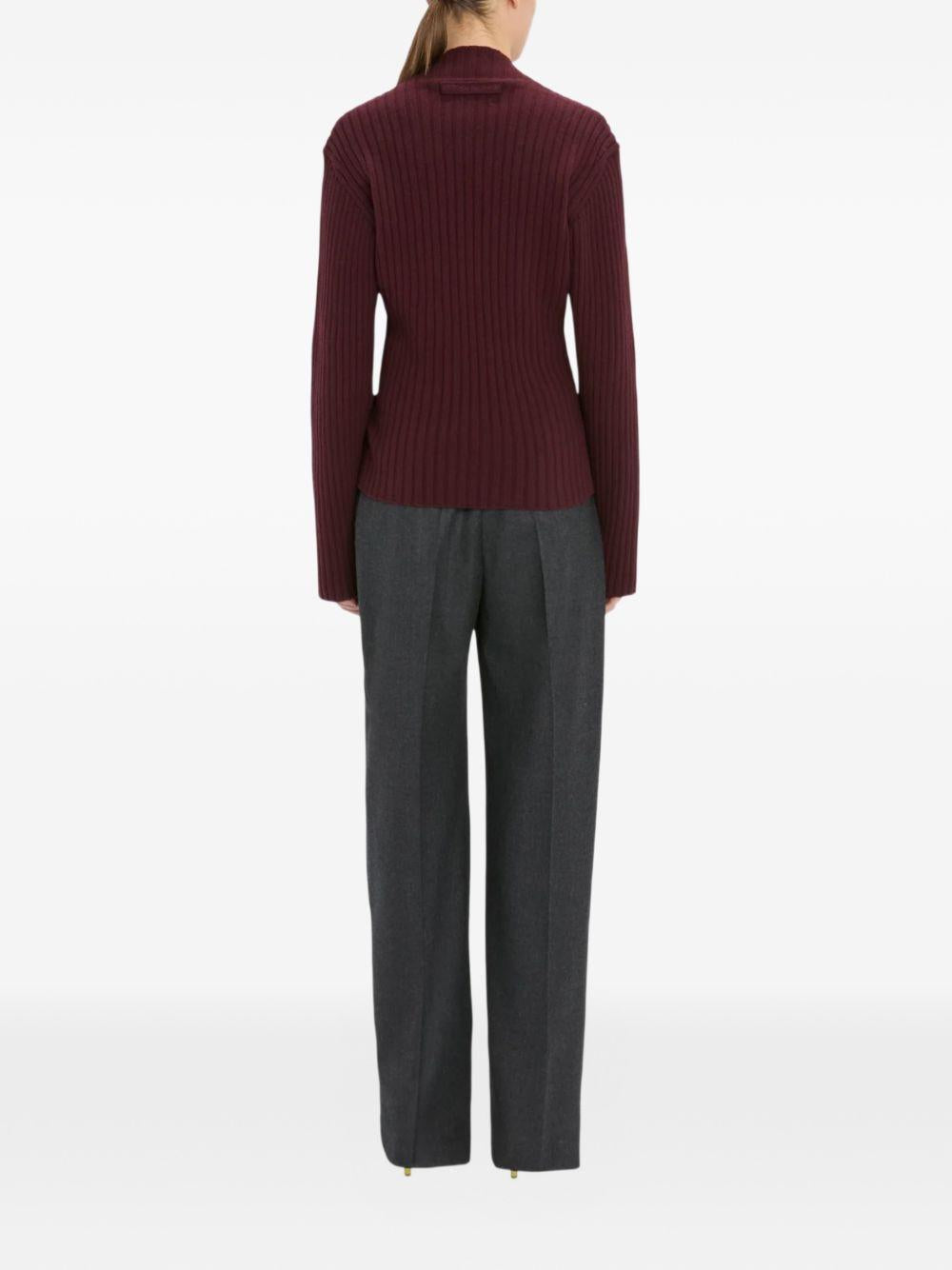 VICTORIA BECKHAM Pantaloni grigi a gamba dritta con pieghe