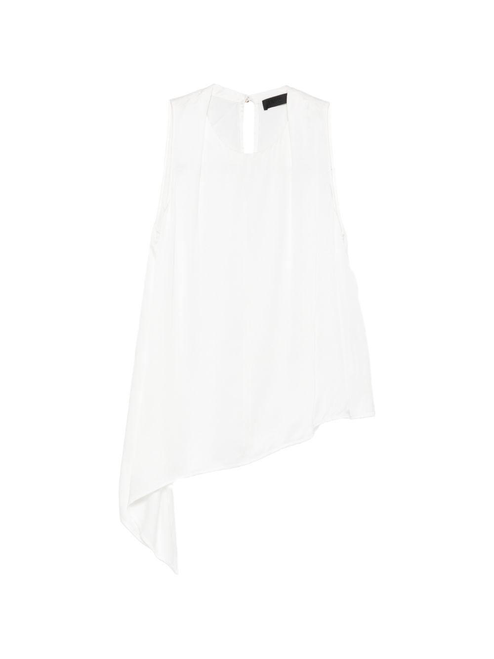 LIUJO Top bianco asimmetrico senza maniche
