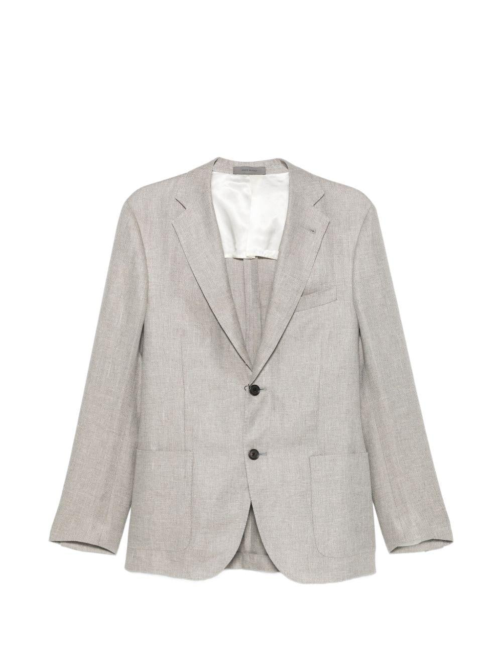 CORNELIANI Giacca monopetto in lino grigio