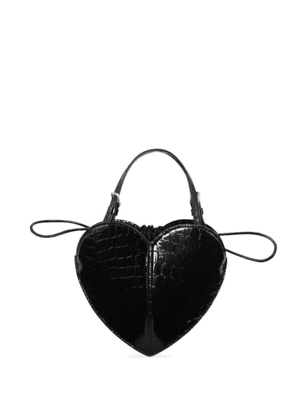 ROTATE Borsa Heart Bag a tracolla nera effetto coccodrillo in pelle verniciata
