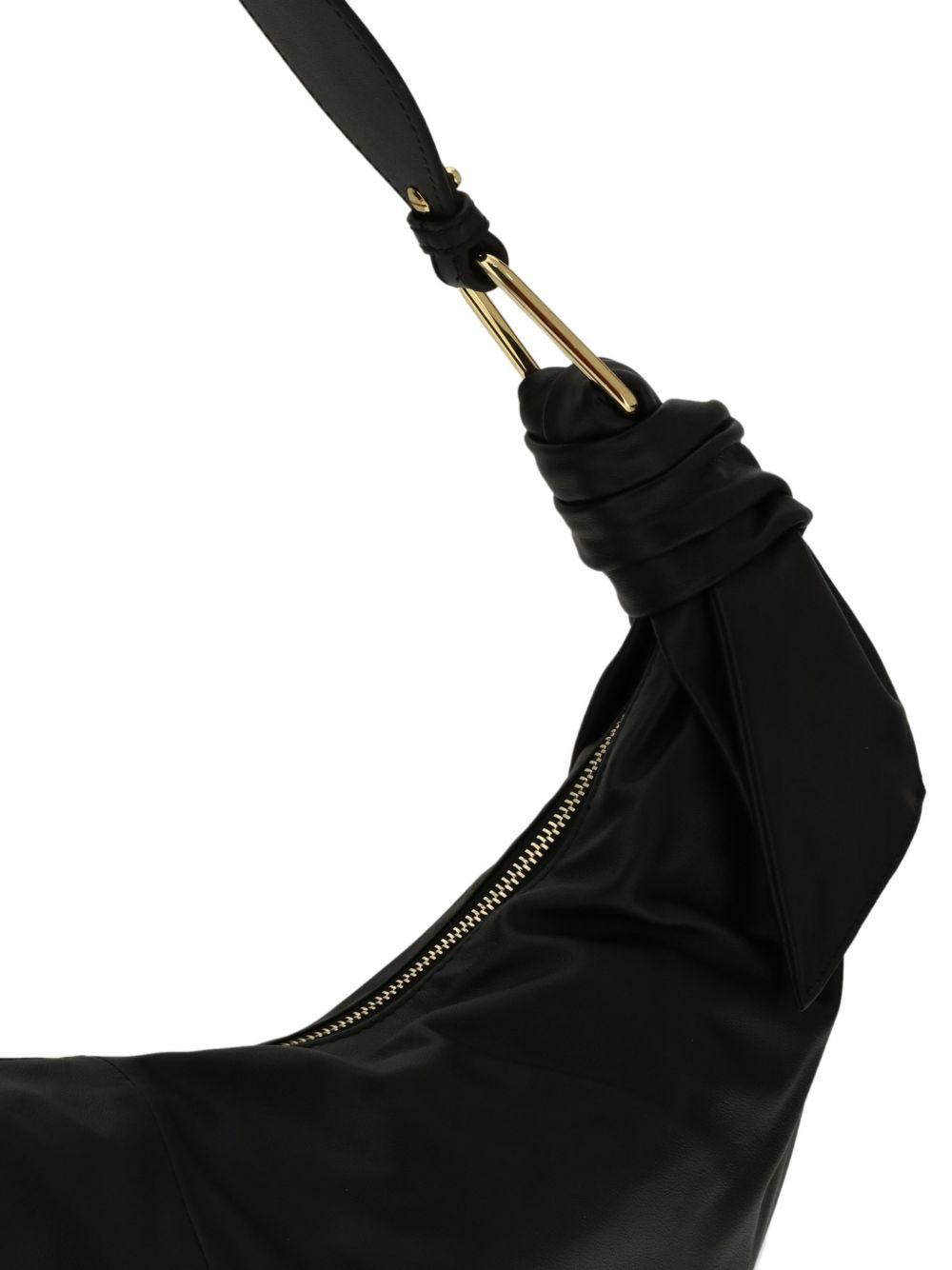 COCCINELLE Borsa a spalla a semiluna nera con nodi