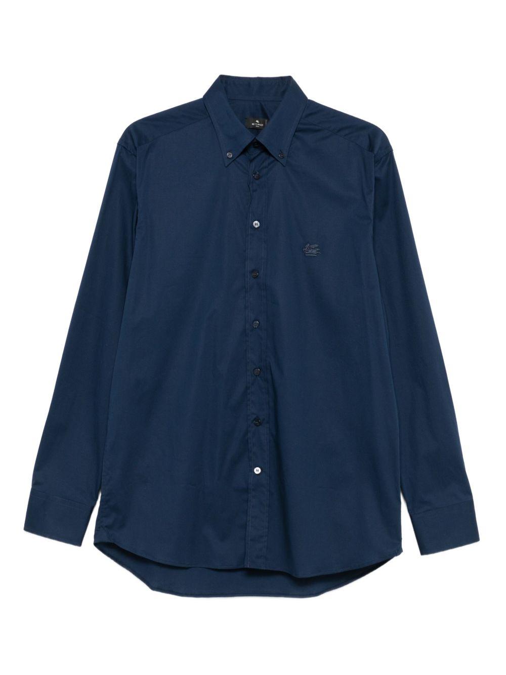 ETRO Camicia in cotone elasticizzato blu